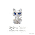 Midnight Iris Cat Brooch
