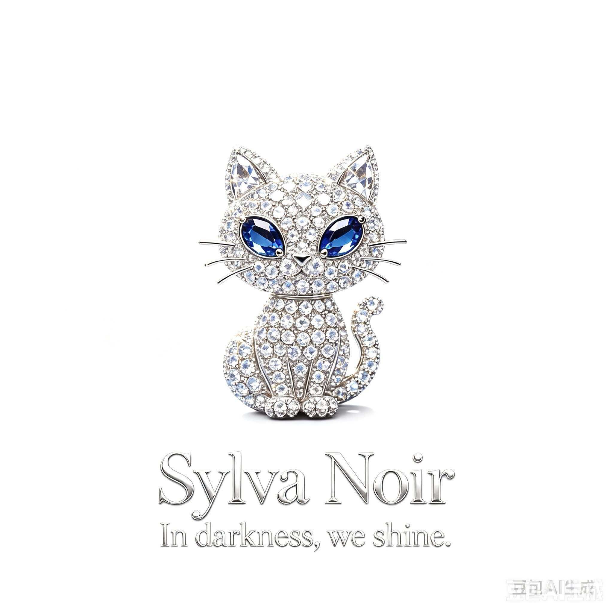 Midnight Iris Cat Brooch