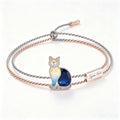 18K Gold Night Sky Cat Bangle, Adjustable Two-Tone Gift