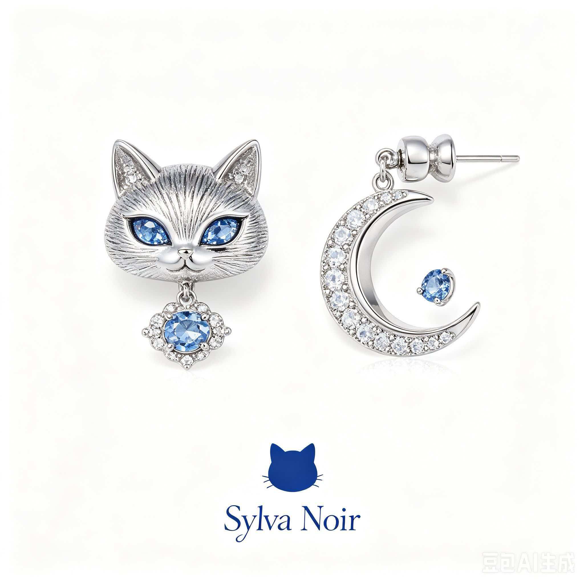 18K Gold Blue Eye Mismatched Stud Earrings