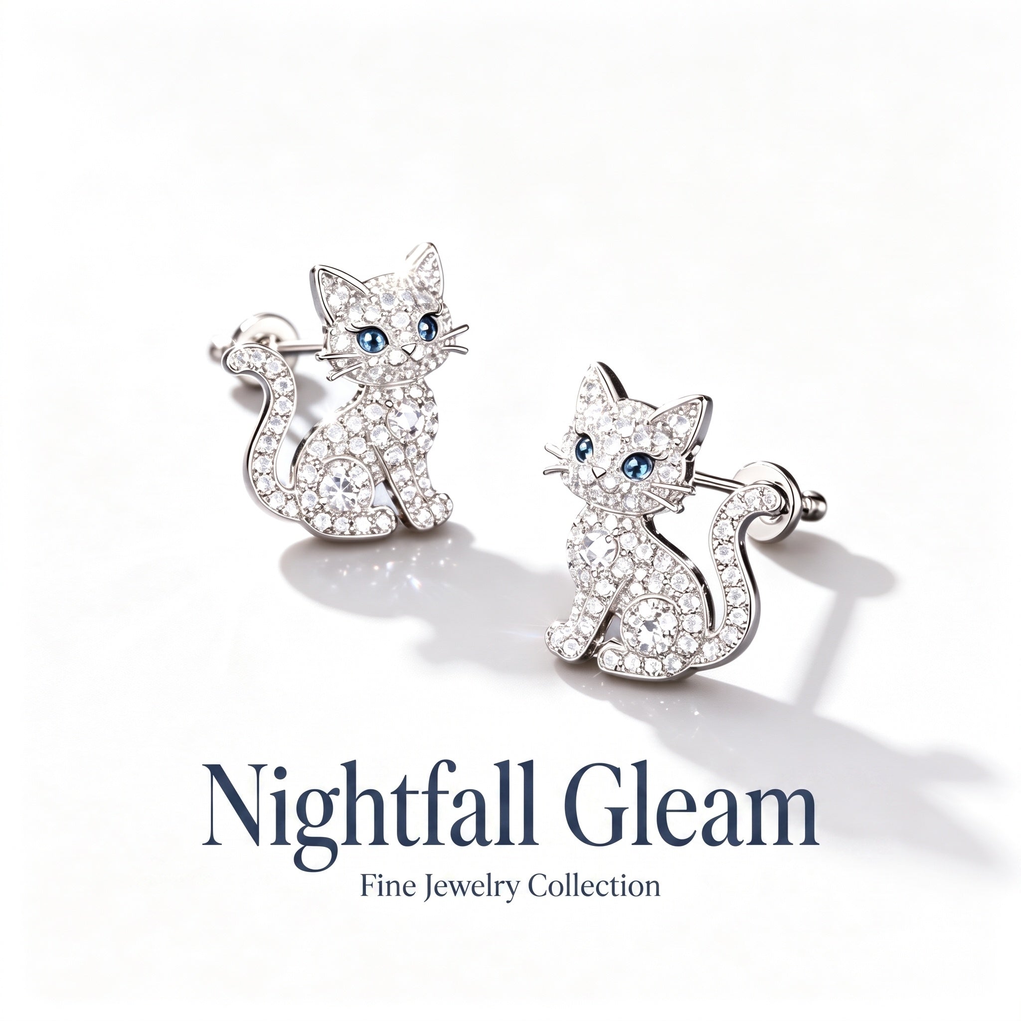 Nocturnal Glow Diamond Cat Earrings