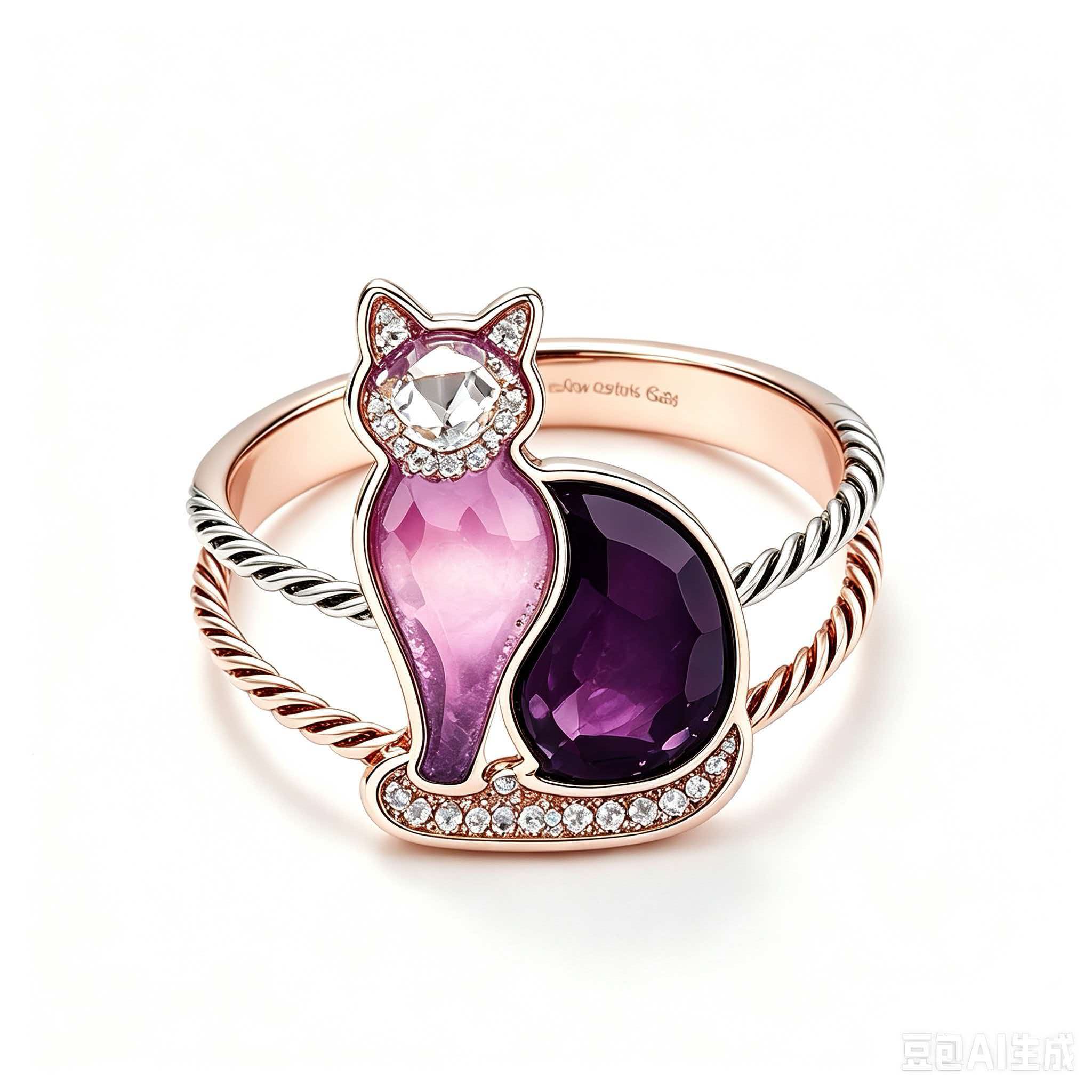 Midnight Light Cat Shaped Statement Ring