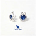 18K Gold Inlaid Deep Blue Gemstone Stud Earrings