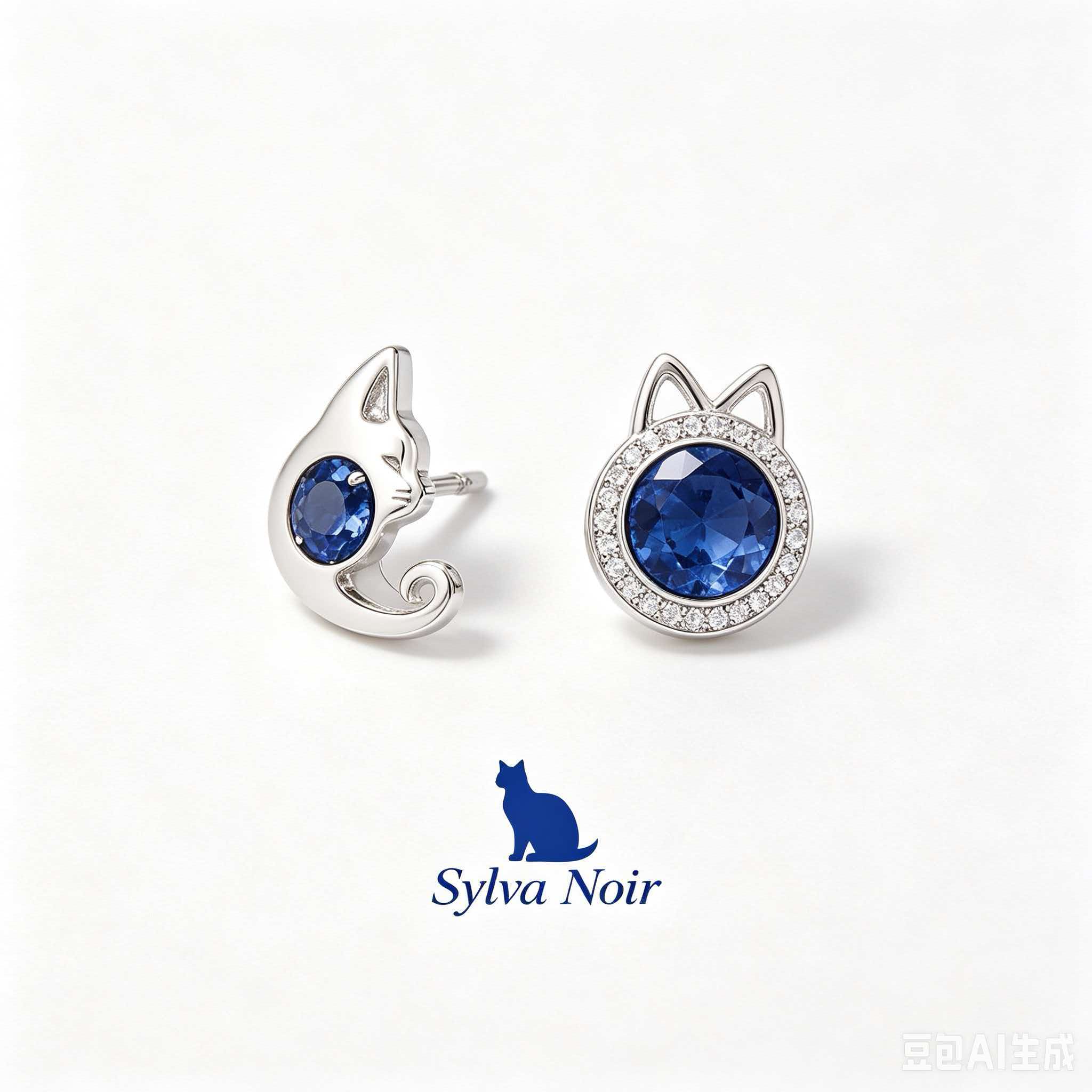 18K Gold Inlaid Deep Blue Gemstone Stud Earrings