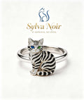 Eye of the Soul 18K Gold Gemstone Inlaid Cat Statement Ring