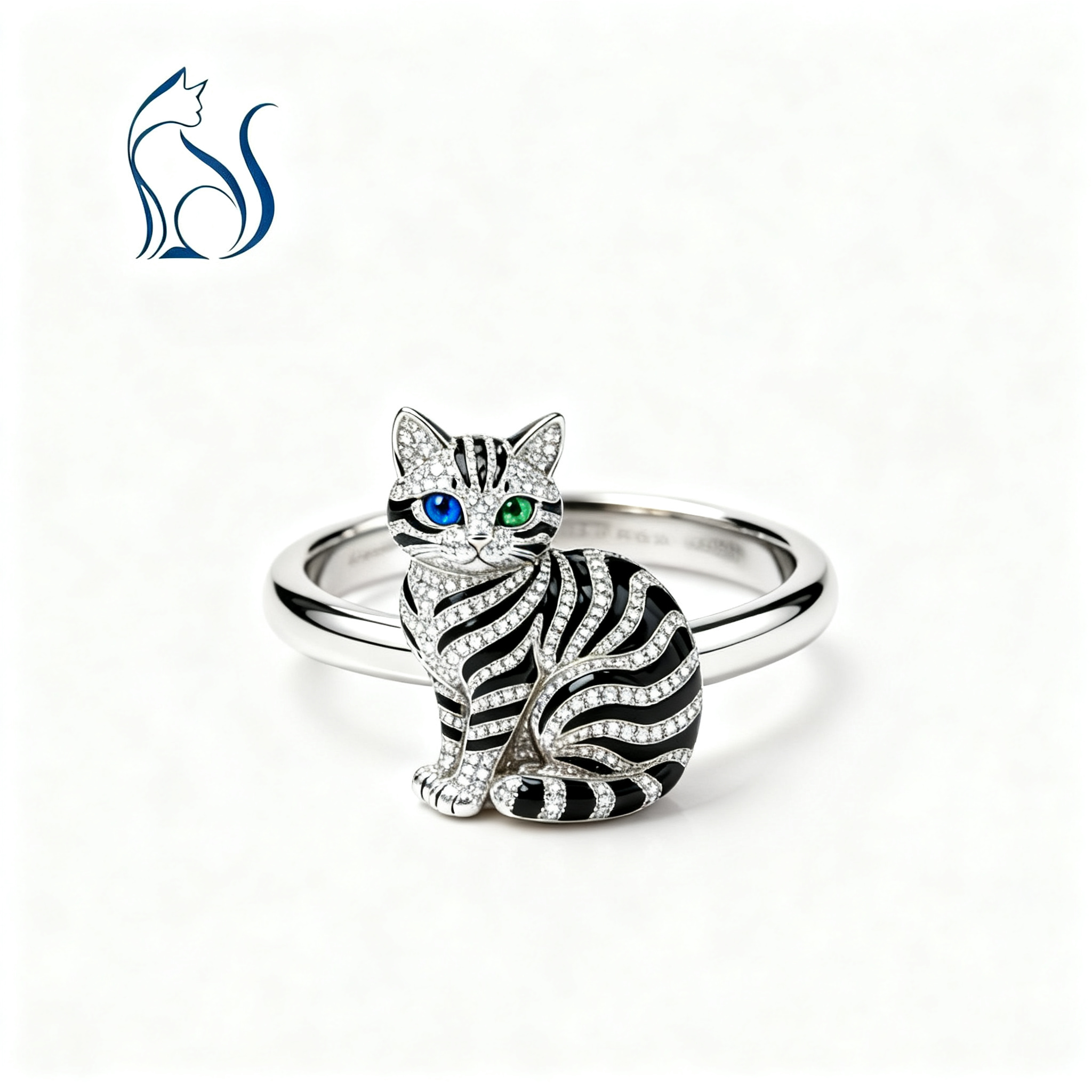 Eye of the Soul 18K Gold Gemstone Inlaid Cat Statement Ring