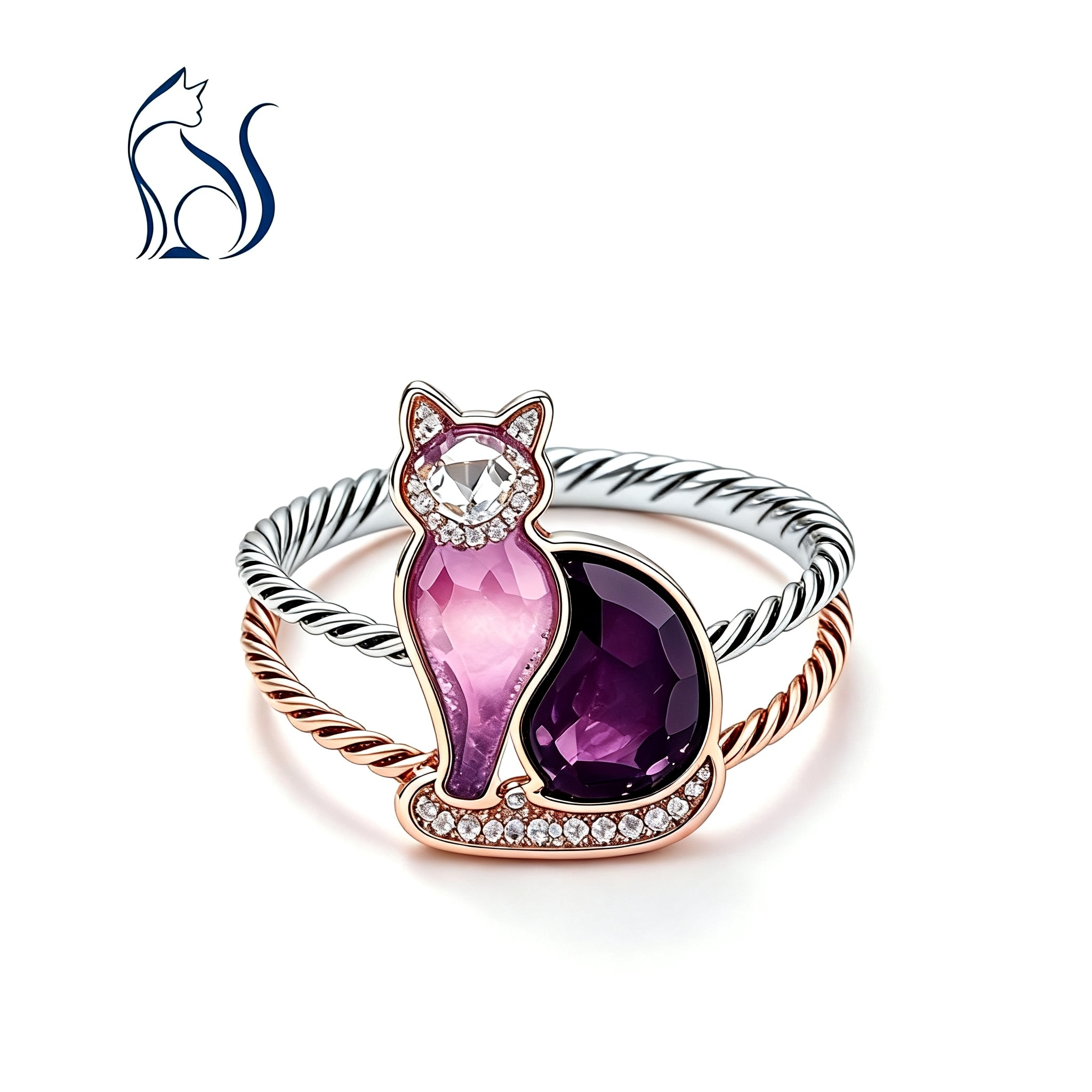 Midnight Light Cat Shaped Statement Ring