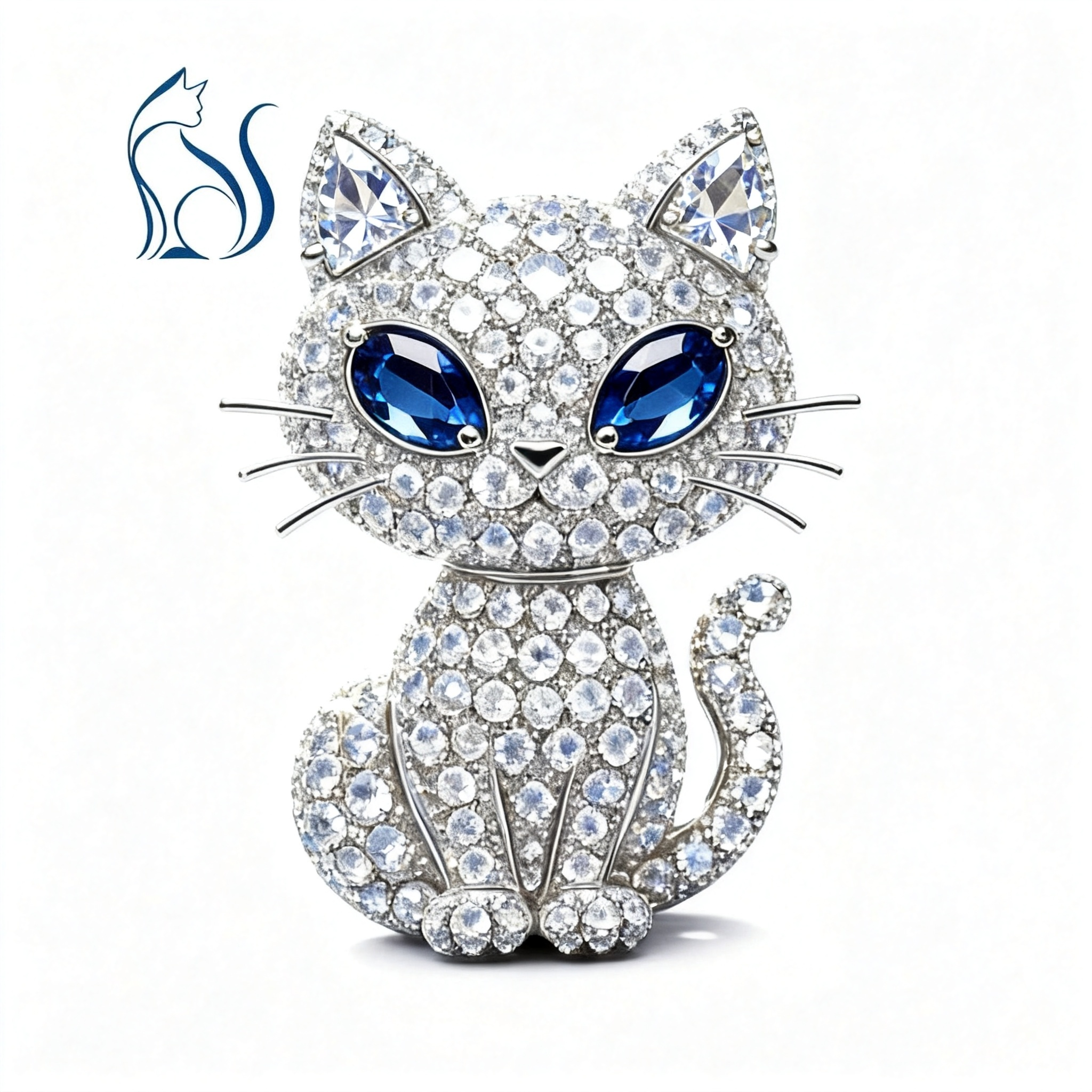 Midnight Iris Cat Brooch