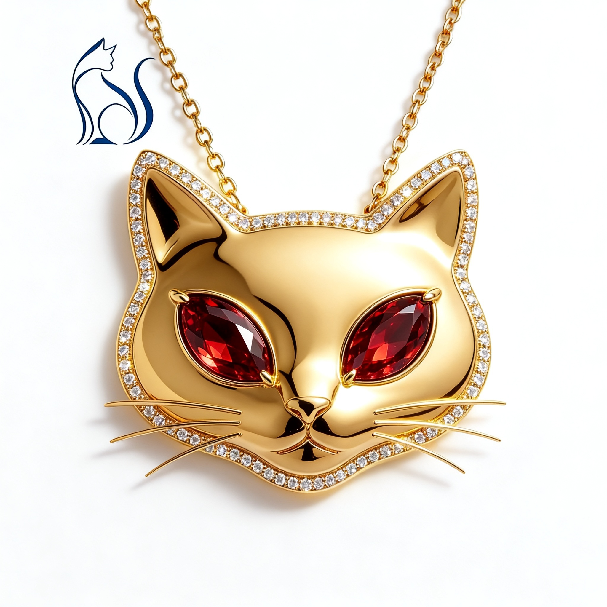 King of the Night 18K Gold Cat Head Pendant